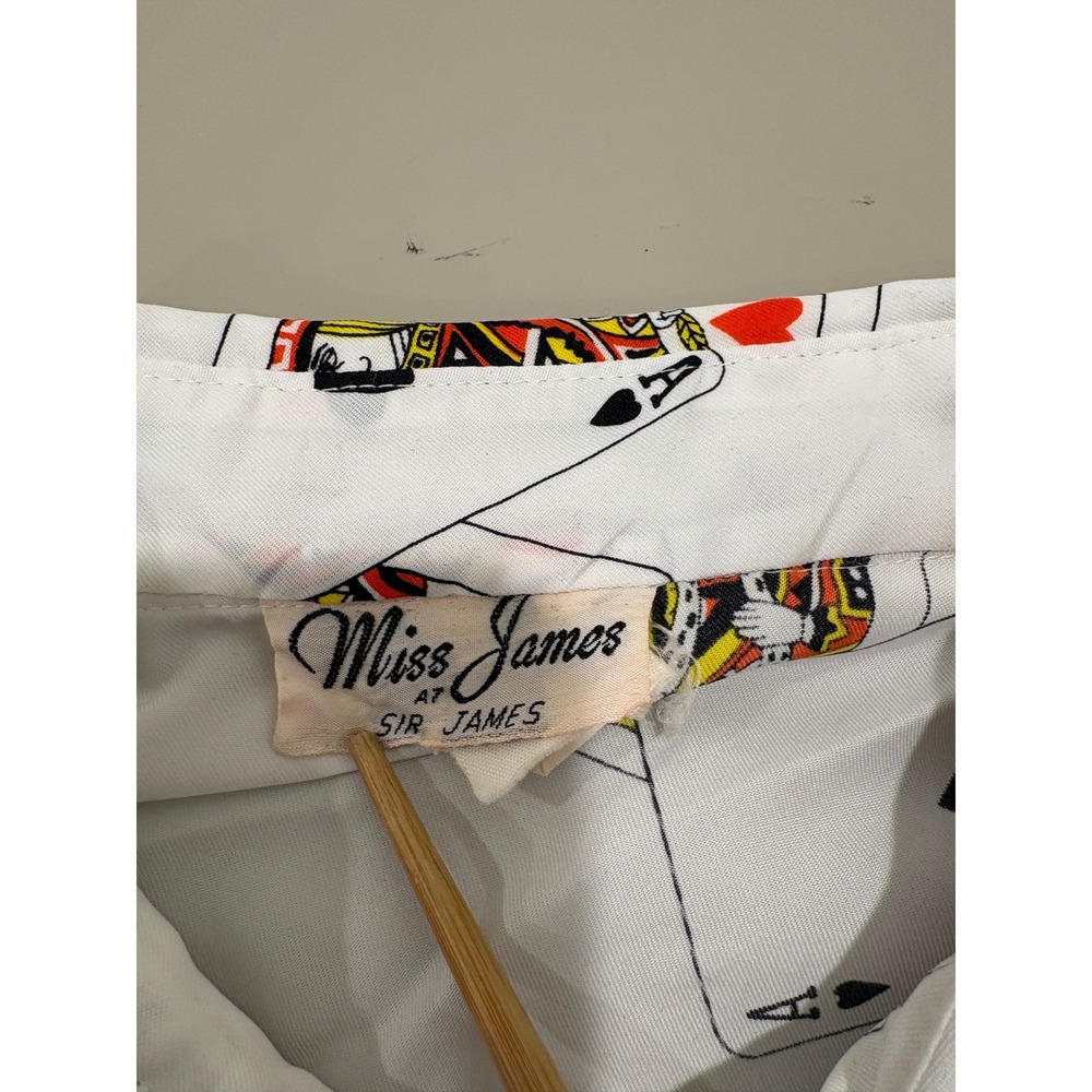 Vtg 70s 80s Miss James Button Down Shirt Womens 4 Playing Card Novelty Las Vagas - Picture 6 of 7